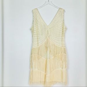 Unique Vintage Beaded Flapper Dress in Ivory